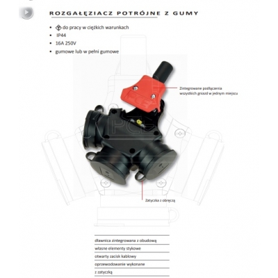 Rozgałęźnik gumowy trójnik guma pce 24311 gniazdo