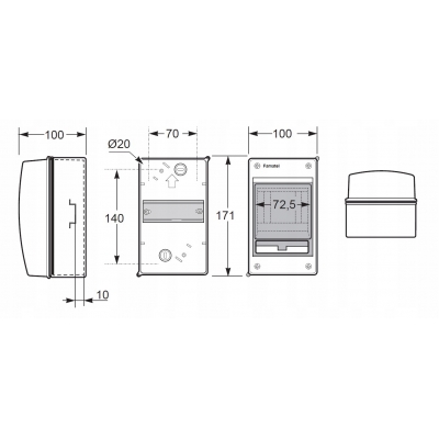 Rozdzielnica natynkowa 4 modułowa IP65 skrzynka