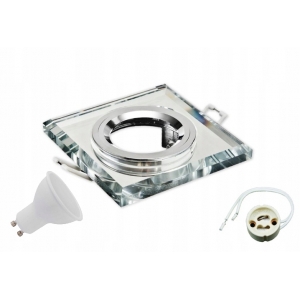 ZESTAW LED 5W GU10 OPRAWA KWADRATOWA SZKLANA CLEAR