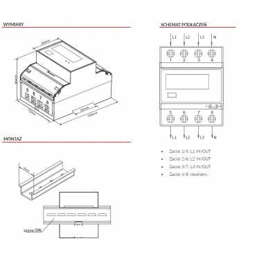 LICZNIK TRÓJFAZOWY ENERGII DWUKIERUNKOWY 4P MID
